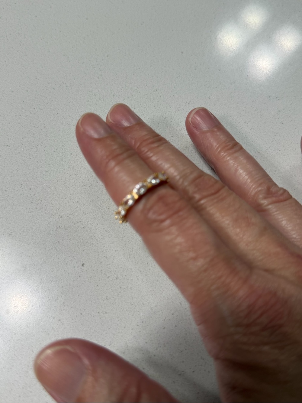 Pretty Bird Usa Rose Gold-Plated Eternity Band Ring With Oval Cz Stones View 3